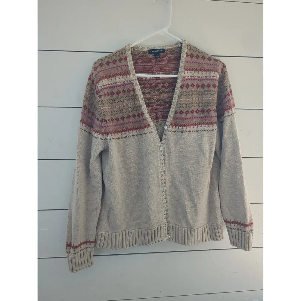 Lands end and heavyweight sweater Fair Isle cottage boho fall winter